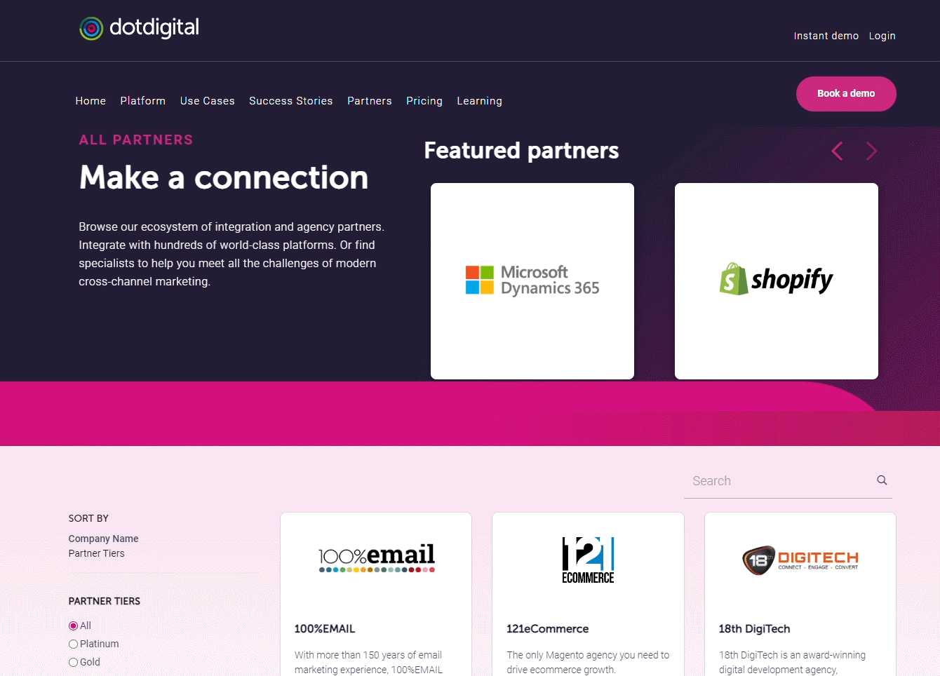 Scrolling view of Dotdigital's partner directory