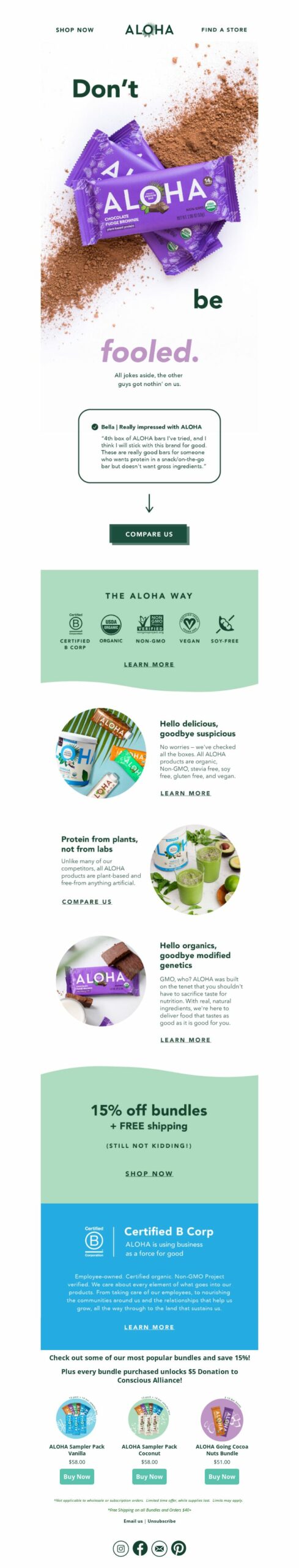 ALOHA, April Fools Day email campaign.