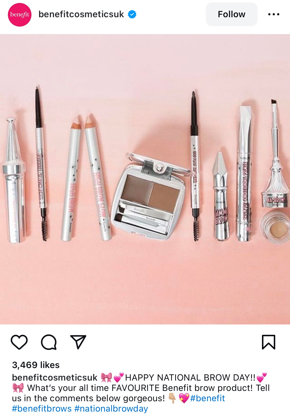 Benefit National Brow Day social media campaign