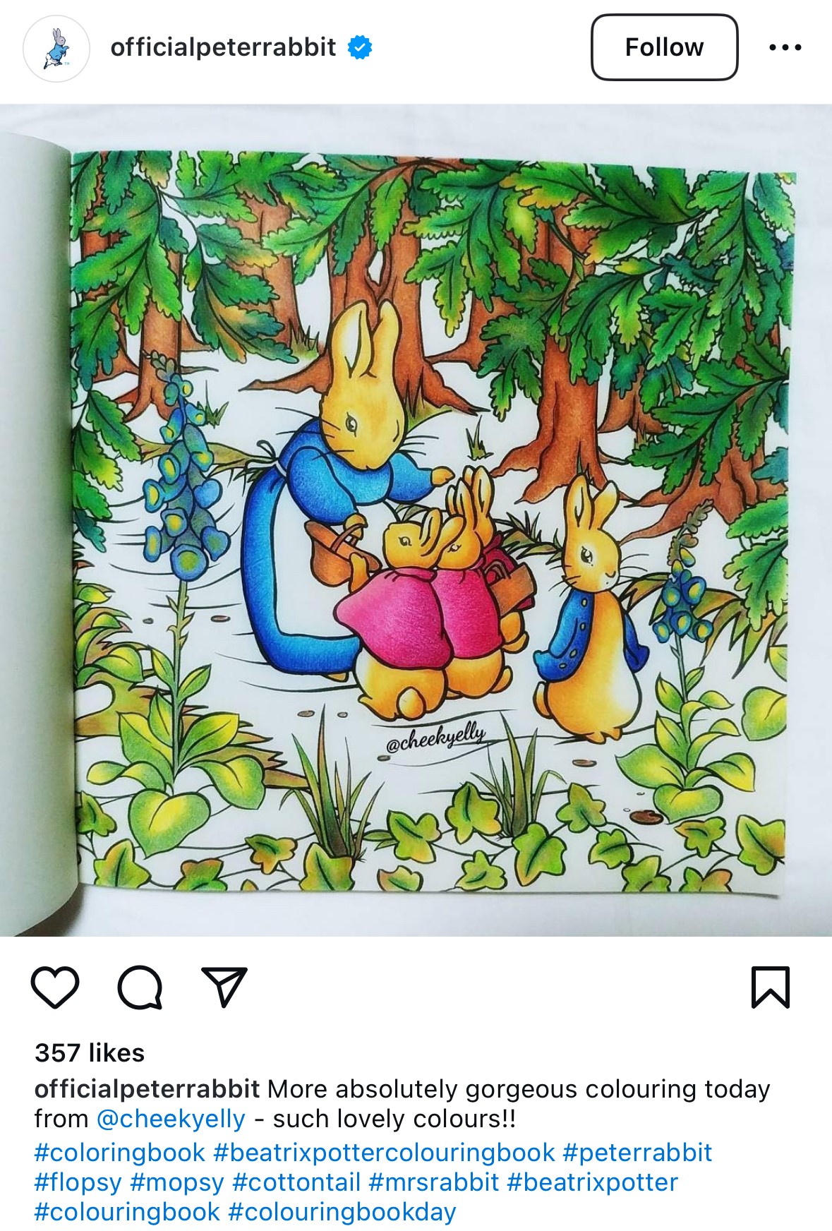 Official Peter Rabbit, Coloring Book Day social media campaign.