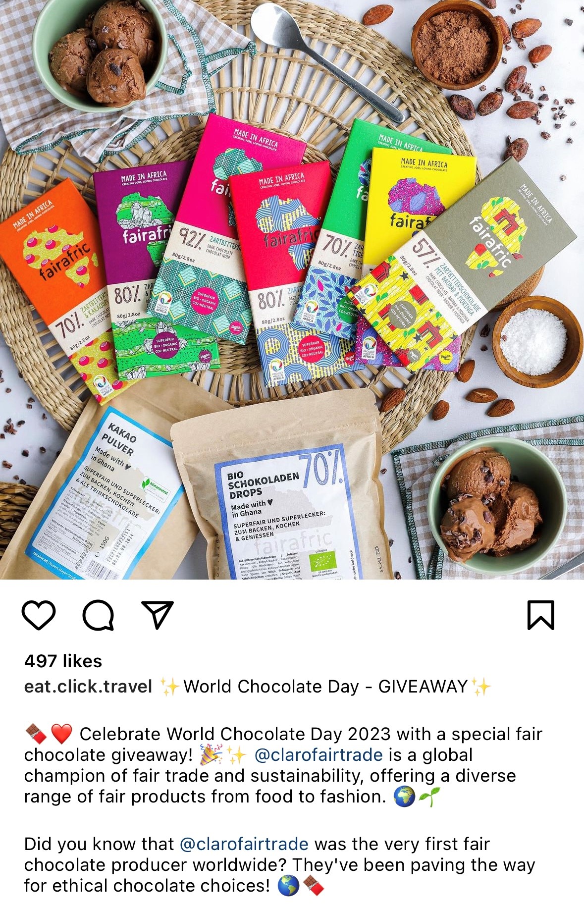 Eat, click, travel Instagram social media campaign.