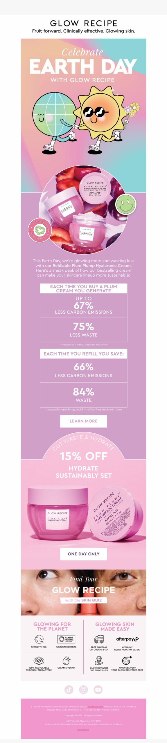 Glow Recipe, Earth Day email campaign.