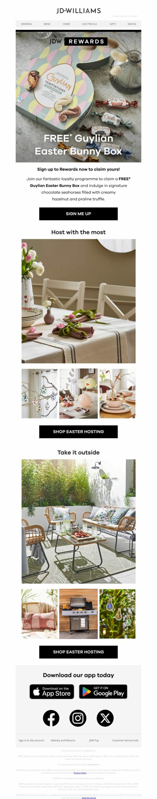 JD Williams, Easter email campaign.