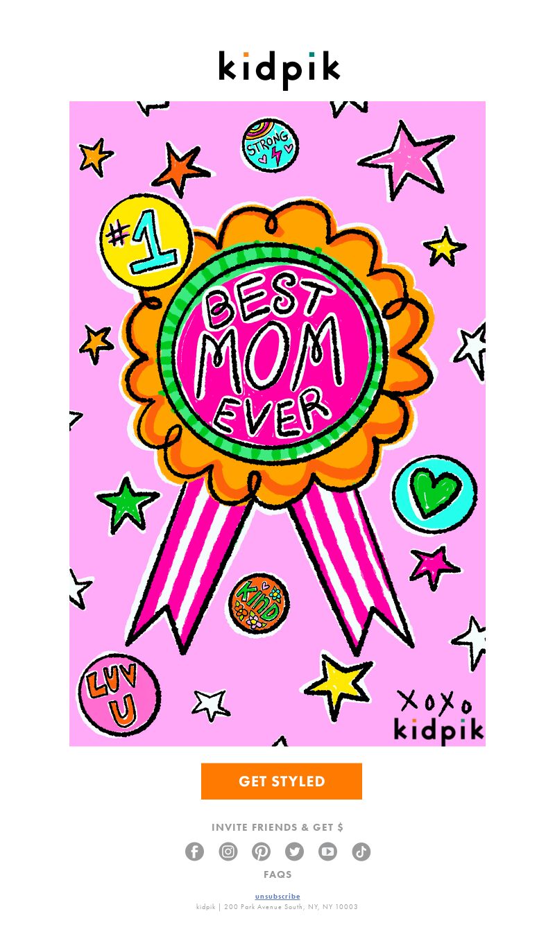 Kidpik, Happy Mother's Day email.