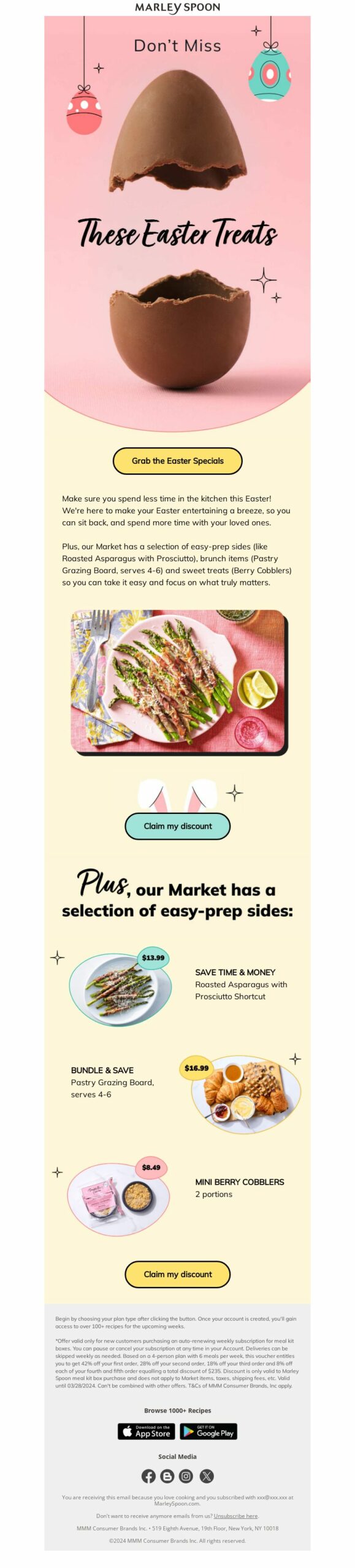 Marley Spoon, Easter email campaign.