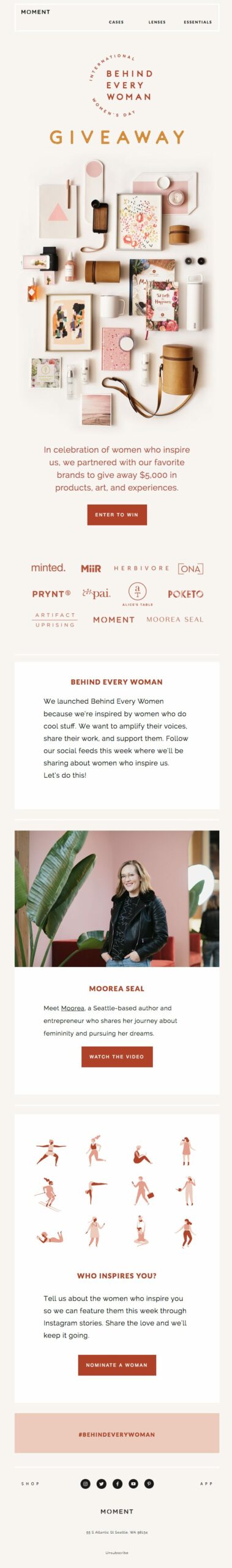 Moment, International Women’s Day email marketing campaign.