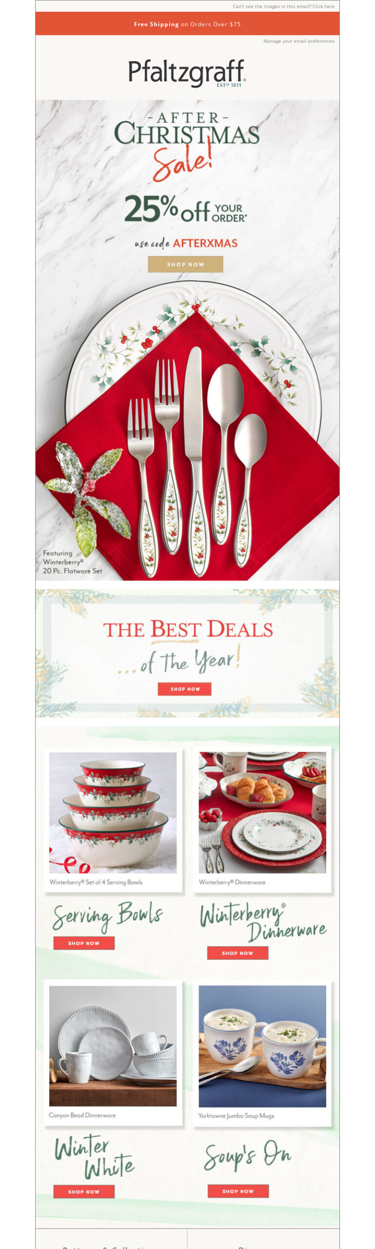 After Christmas sale starts now PFALTZGRAFF holiday marketing campaigns email.