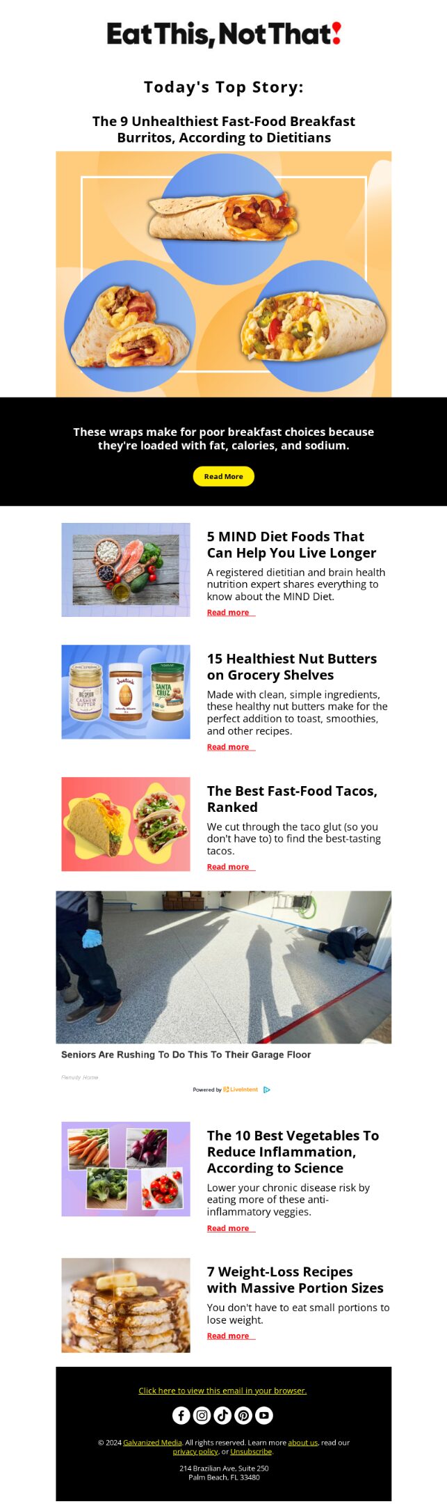 Women's Health, vegetables to reduce inflammation email campaign.
