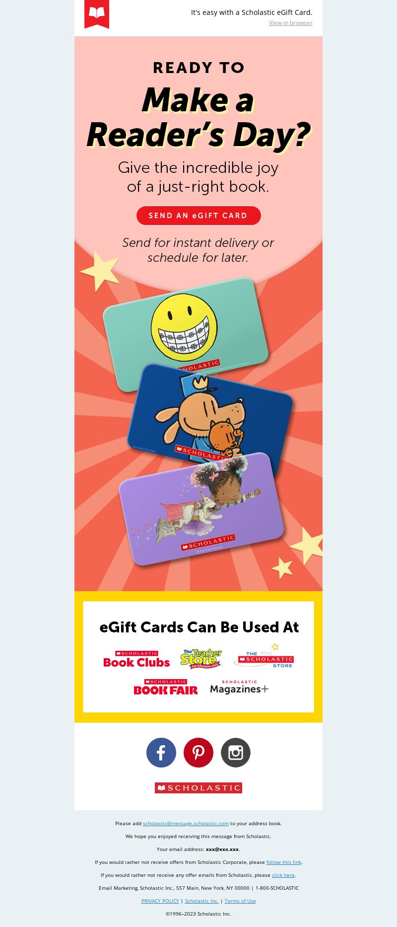 Scholastic, Read a Book Day email marketing campaign.