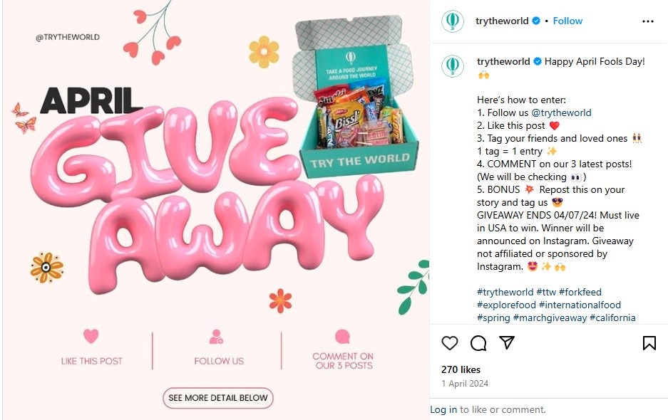 Try The World, April Fools Day social media campaign.