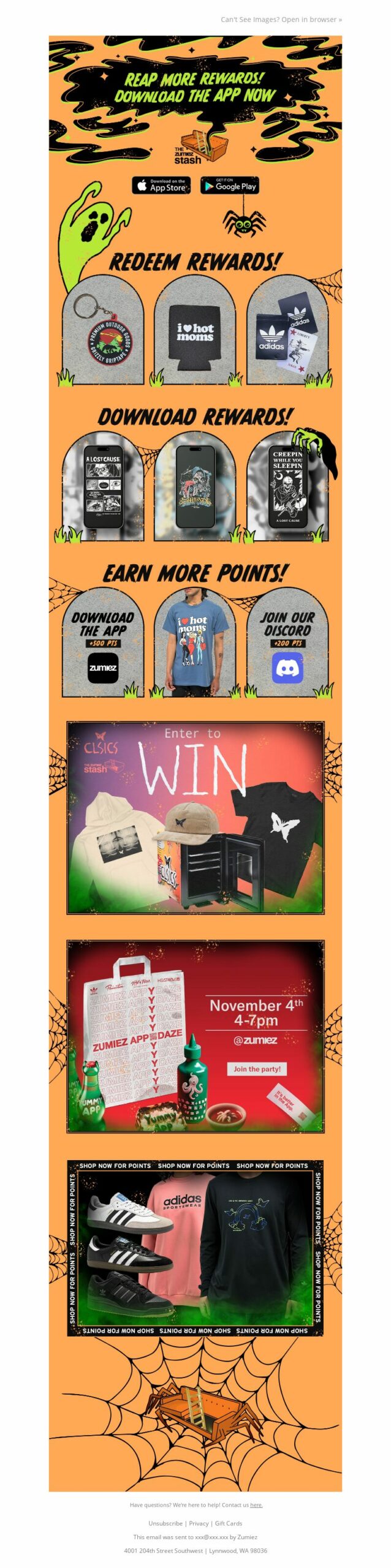 Zumiez Halloween email marketing campaign.