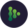 Circle shaped icon with green play button made out of smaller circles