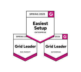 Dotdigital G2 Spring 2025 badges for easiest setup and grid leader in enterprise and mid market