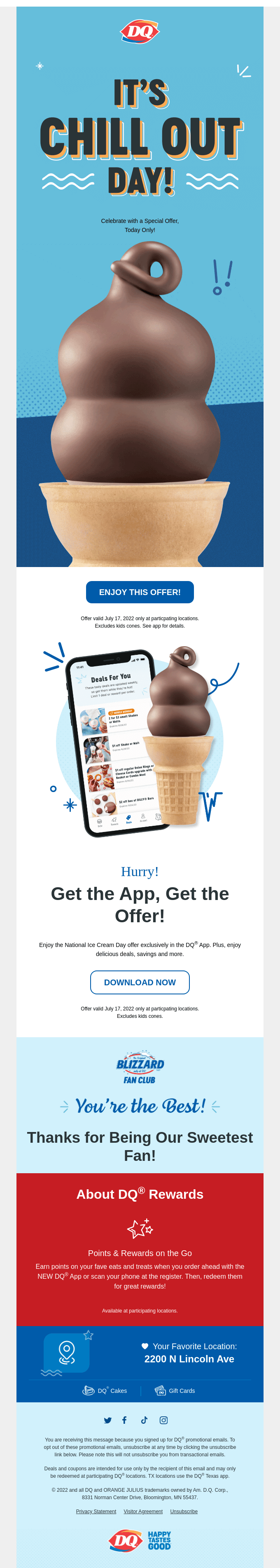 Dairy Queen, Ice Cream Day email campaign.