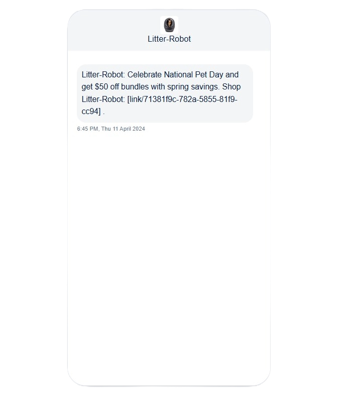 Litter-Robot, National Pet Day SMS campaign.