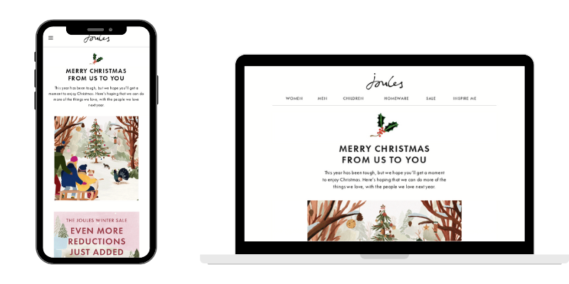 Joules mobile and desktop friendly content.